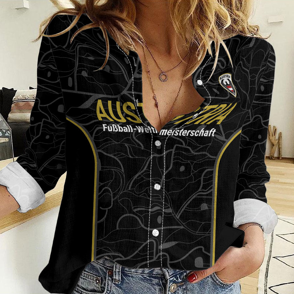 Custom World Football 2026 Austria Women Casual Shirt Fussball WM Gemma Burschen Black Glory