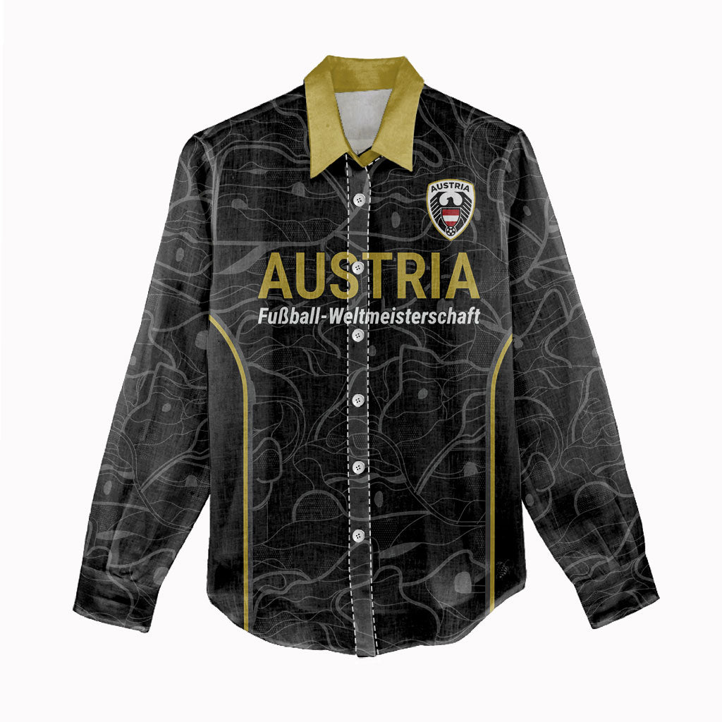Custom World Football 2026 Austria Women Casual Shirt Fussball WM Gemma Burschen Black Glory