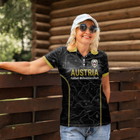Custom World Football 2026 Austria Women Polo Shirt Fussball WM Gemma Burschen Black Glory