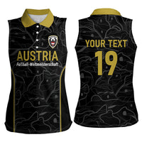 Custom World Football 2026 Austria Women Sleeveless Polo Shirt Fussball WM Gemma Burschen Black Glory