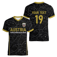 Custom World Football 2026 Austria Women V-Neck T-Shirt Fussball WM Gemma Burschen Black Glory