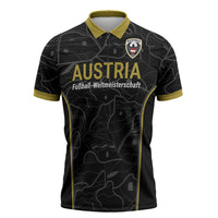 Custom World Football 2026 Austria Zipper Polo Shirt Fussball WM Gemma Burschen Black Glory