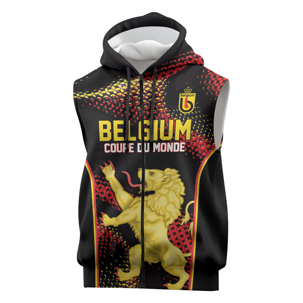Custom World Football 2026 Belgium Sleeveless Zip Hoodie Tous Ensemble Coupe du Monde Glory