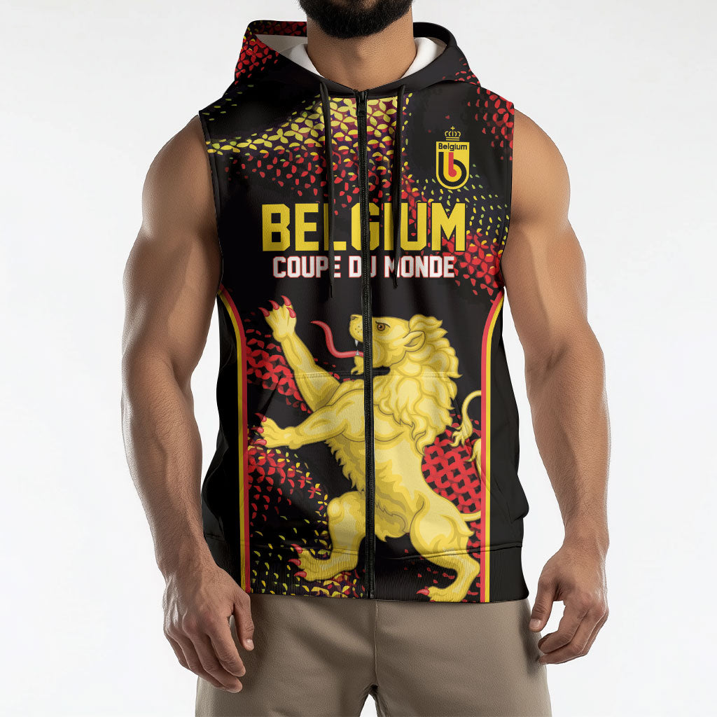 Custom World Football 2026 Belgium Sleeveless Zip Hoodie Tous Ensemble Coupe du Monde Glory