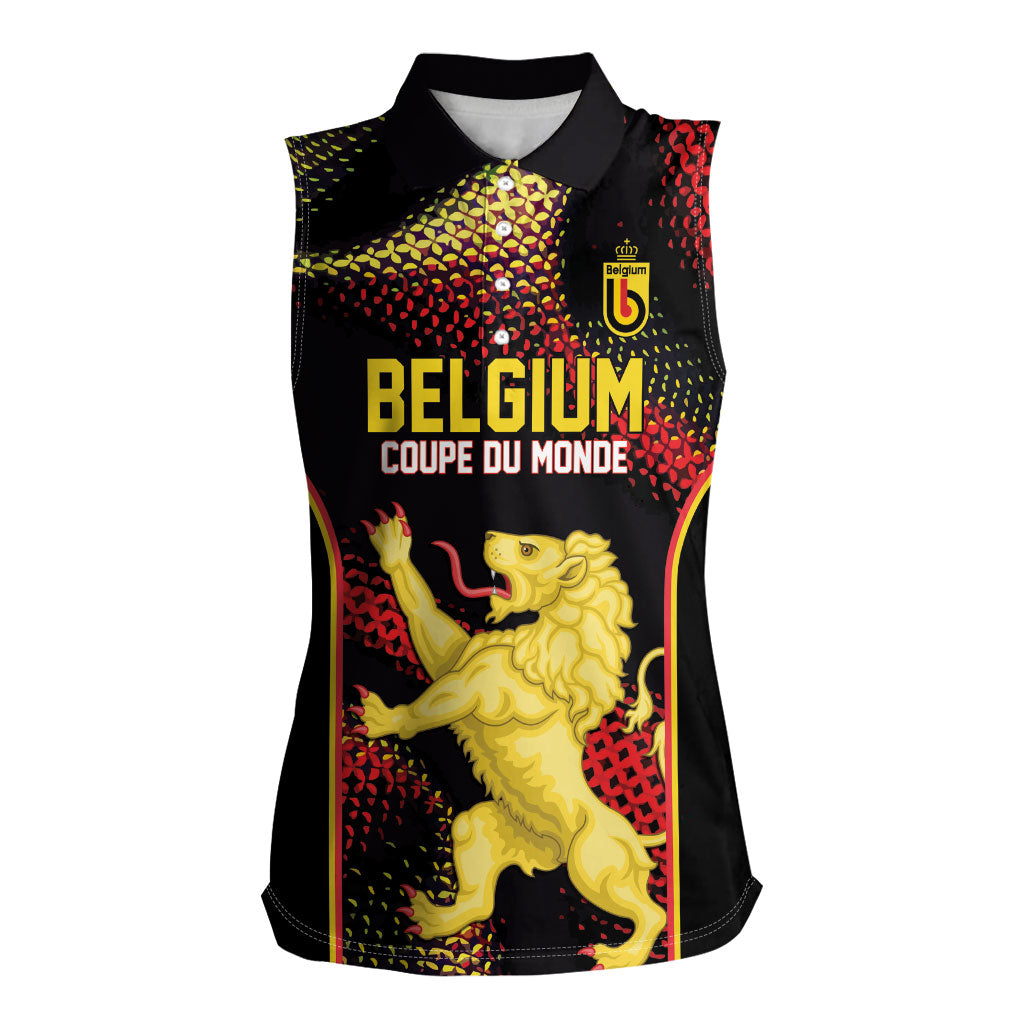Custom World Football 2026 Belgium Women Sleeveless Polo Shirt Tous Ensemble Coupe du Monde Glory