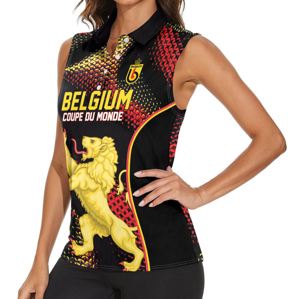 Custom World Football 2026 Belgium Women Sleeveless Polo Shirt Tous Ensemble Coupe du Monde Glory