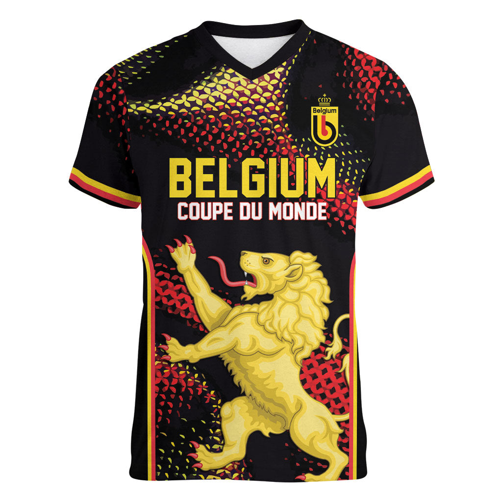 Custom World Football 2026 Belgium Women V-Neck T-Shirt Tous Ensemble Coupe du Monde Glory