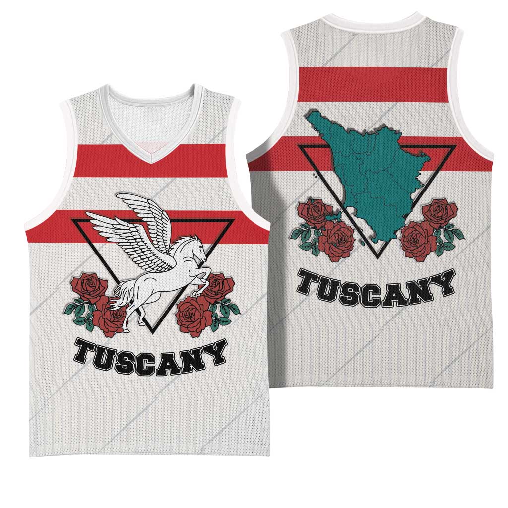 Italy Tuscany Basketball Jersey Pegasus With Map Style - Wonder Print Shop