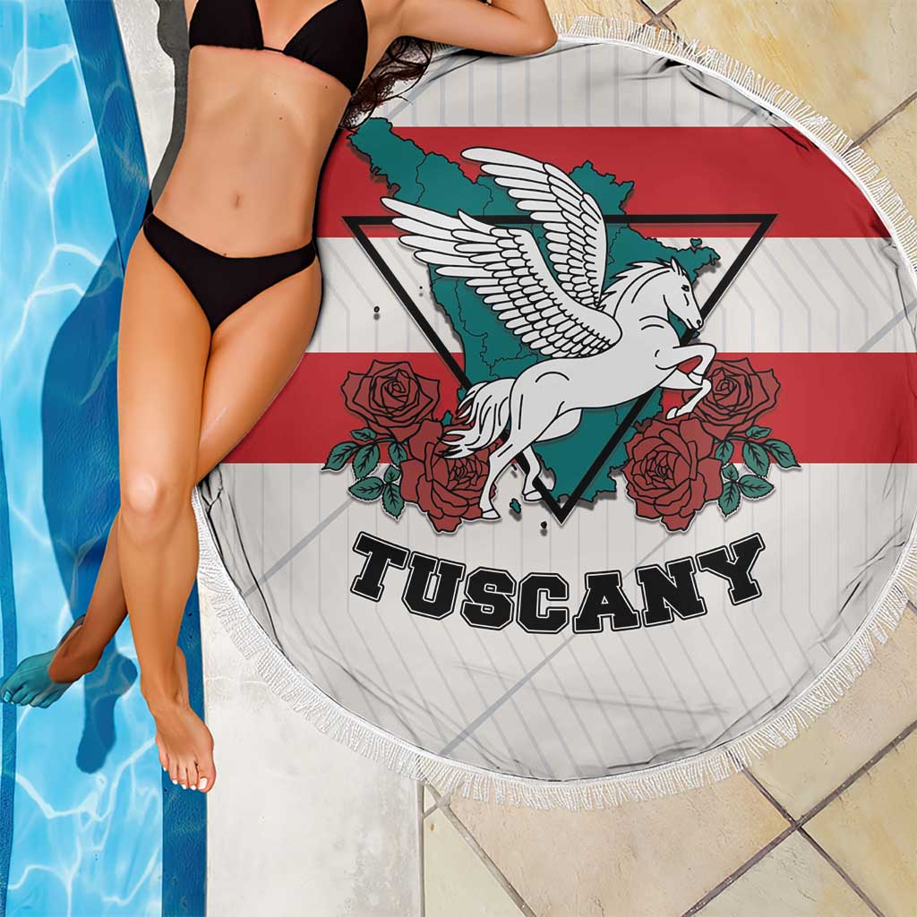 Italy Tuscany Beach Blanket Pegasus With Map Style - Wonder Print Shop