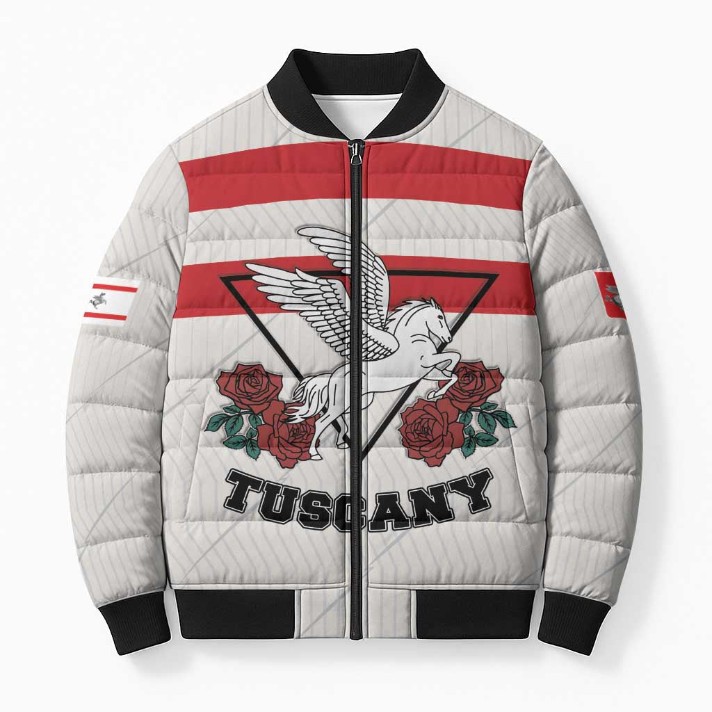 Italy Tuscany Bomber Puffer Jacket Pegasus With Map Style - Wonder Print Shop