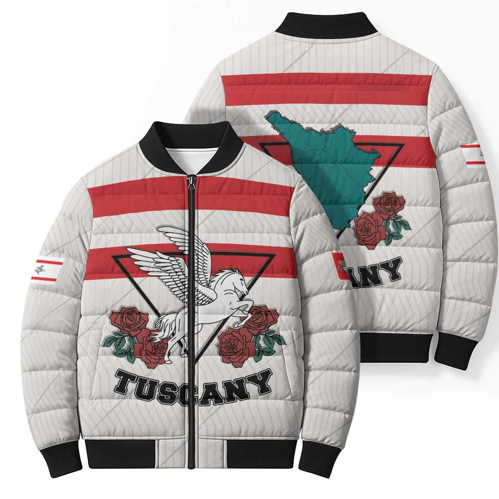 Italy Tuscany Bomber Puffer Jacket Pegasus With Map Style - Wonder Print Shop