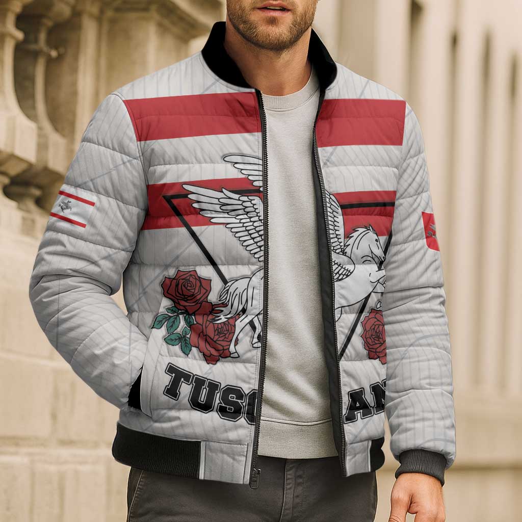 Italy Tuscany Bomber Puffer Jacket Pegasus With Map Style - Wonder Print Shop