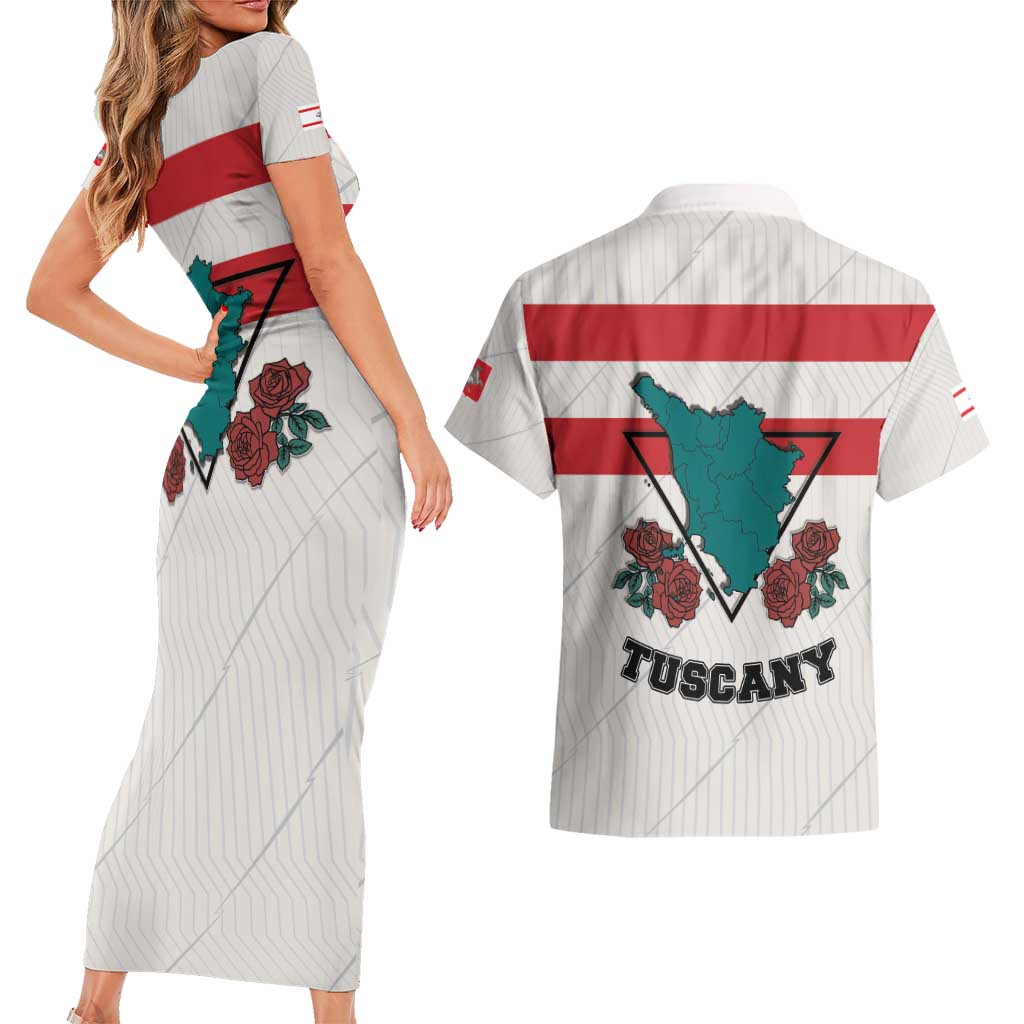 Italy Tuscany Couples Matching Short Sleeve Bodycon Dress and Hawaiian Shirt Pegasus With Map Style LT19