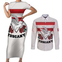 Italy Tuscany Couples Matching Short Sleeve Bodycon Dress and Long Sleeve Button Shirt Pegasus With Map Style LT19