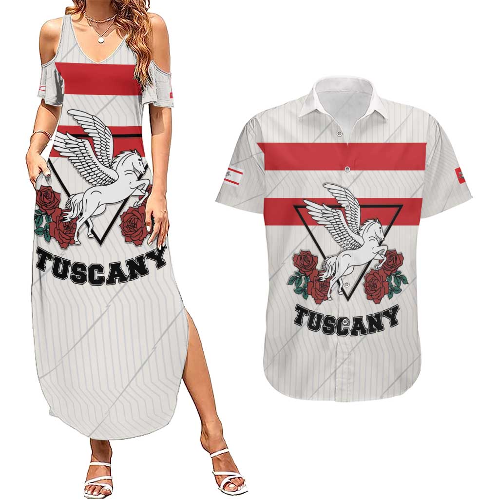 Italy Tuscany Couples Matching Summer Maxi Dress and Hawaiian Shirt Pegasus With Map Style LT19