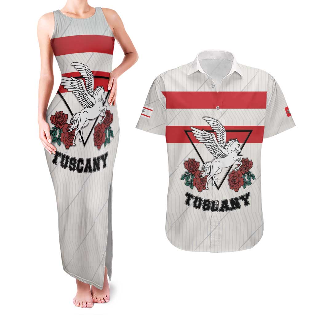 Italy Tuscany Couples Matching Tank Maxi Dress and Hawaiian Shirt Pegasus With Map Style LT19