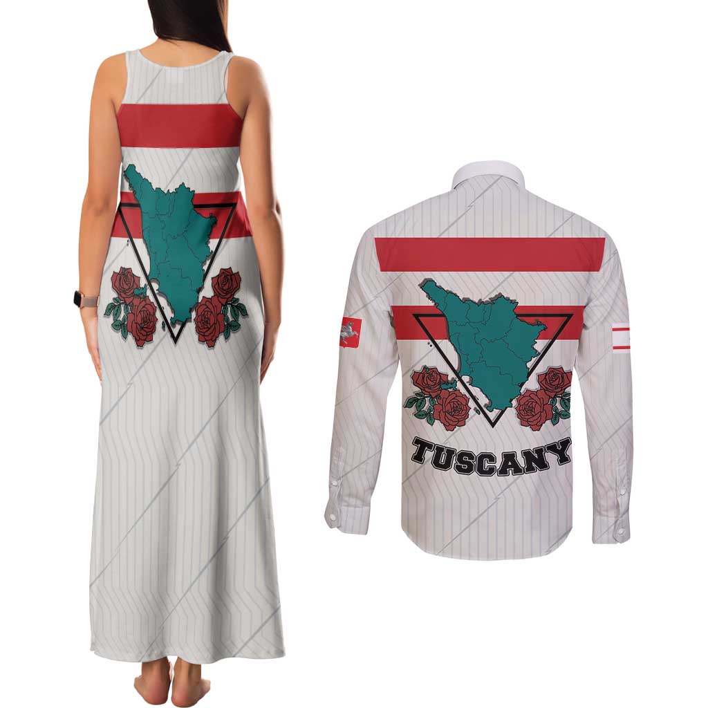 Italy Tuscany Couples Matching Tank Maxi Dress and Long Sleeve Button Shirt Pegasus With Map Style LT19