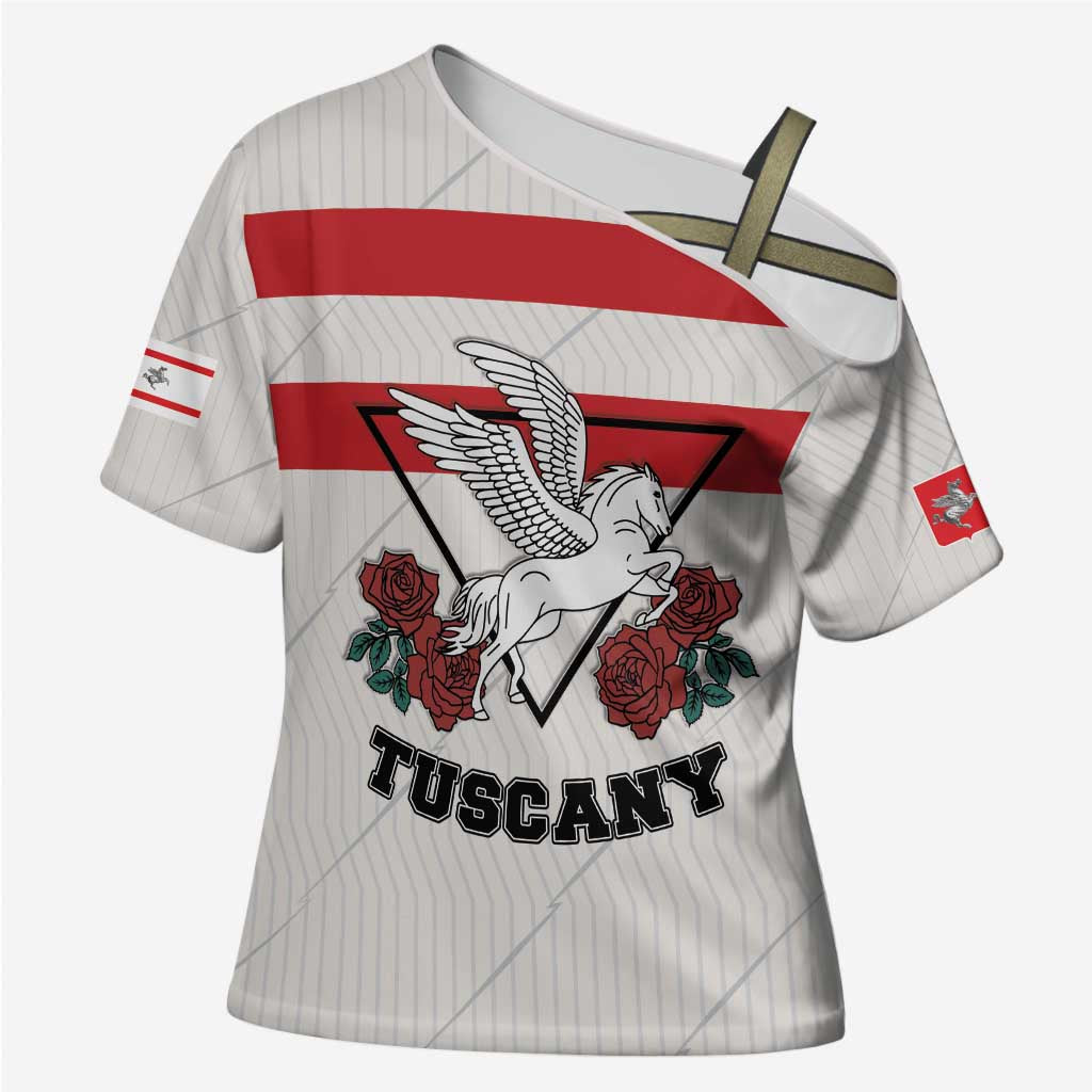 Italy Tuscany Cross Shoulder Shirt Pegasus With Map Style - Wonder Print Shop
