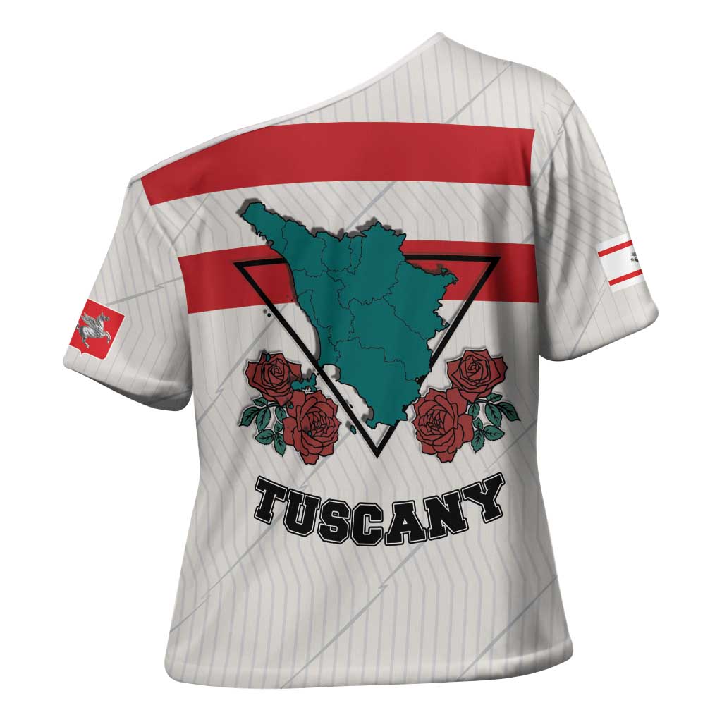 Italy Tuscany Cross Shoulder Shirt Pegasus With Map Style - Wonder Print Shop