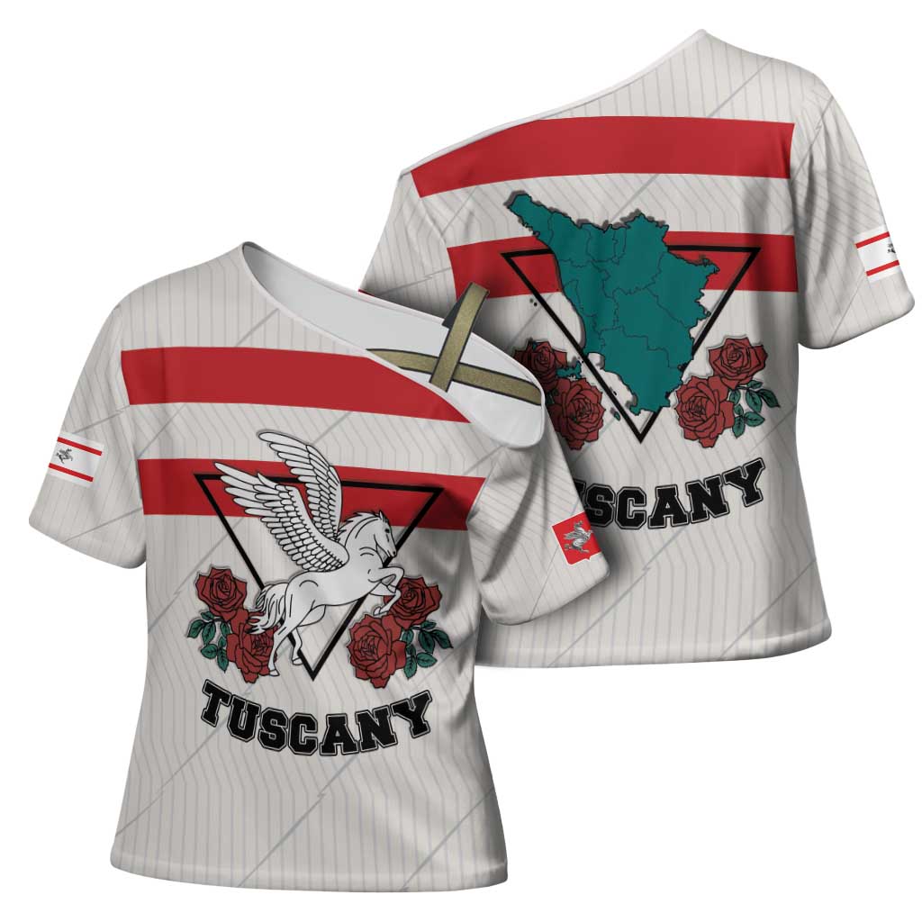Italy Tuscany Cross Shoulder Shirt Pegasus With Map Style - Wonder Print Shop