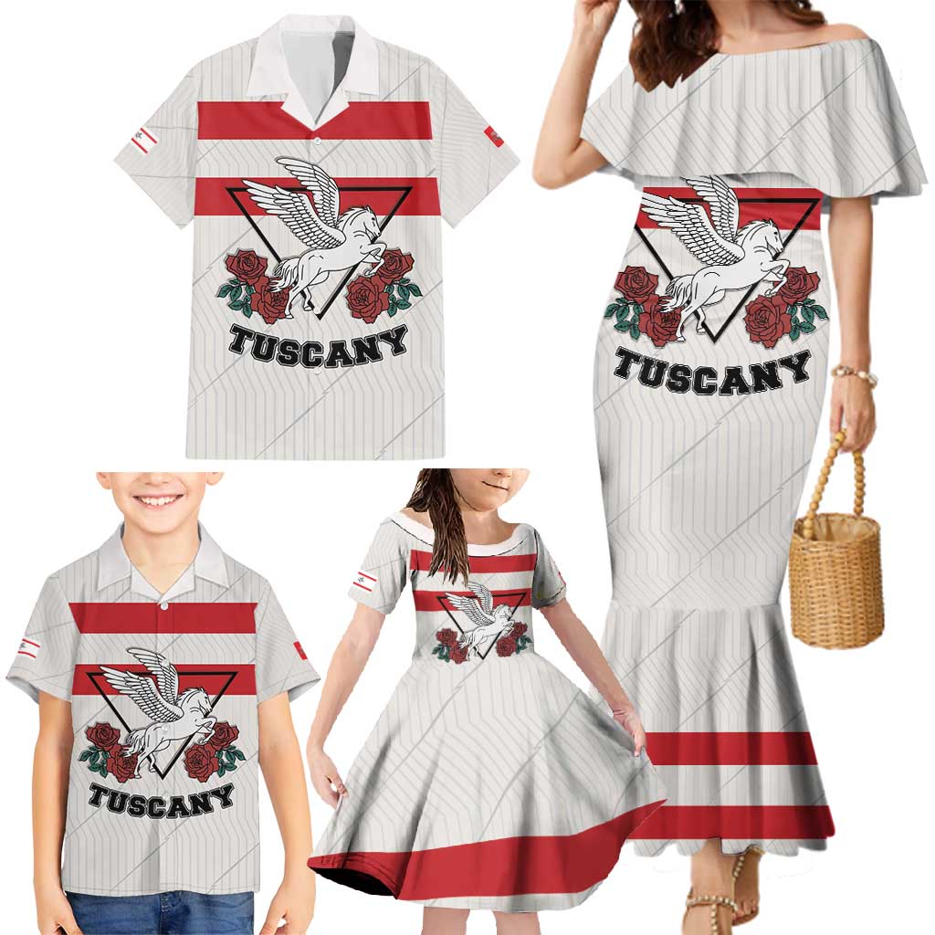 Italy Tuscany Family Matching Mermaid Dress and Hawaiian Shirt Pegasus With Map Style LT19