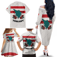 Italy Tuscany Family Matching Off The Shoulder Long Sleeve Dress and Hawaiian Shirt Pegasus With Map Style LT19