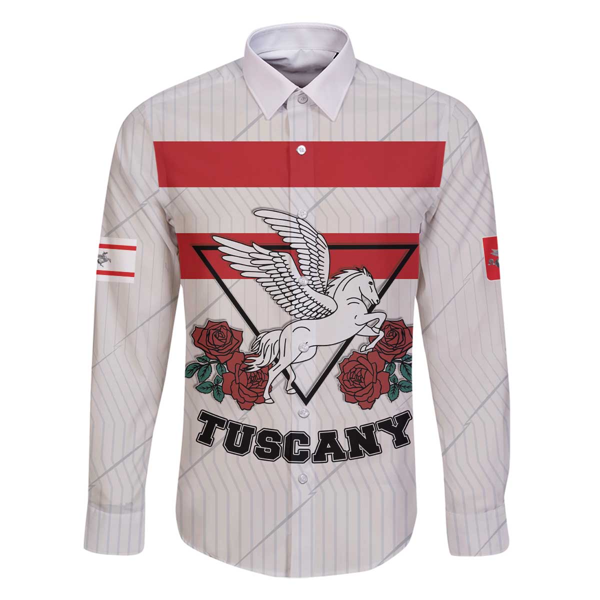 Italy Tuscany Family Matching Off The Shoulder Long Sleeve Dress and Hawaiian Shirt Pegasus With Map Style LT19