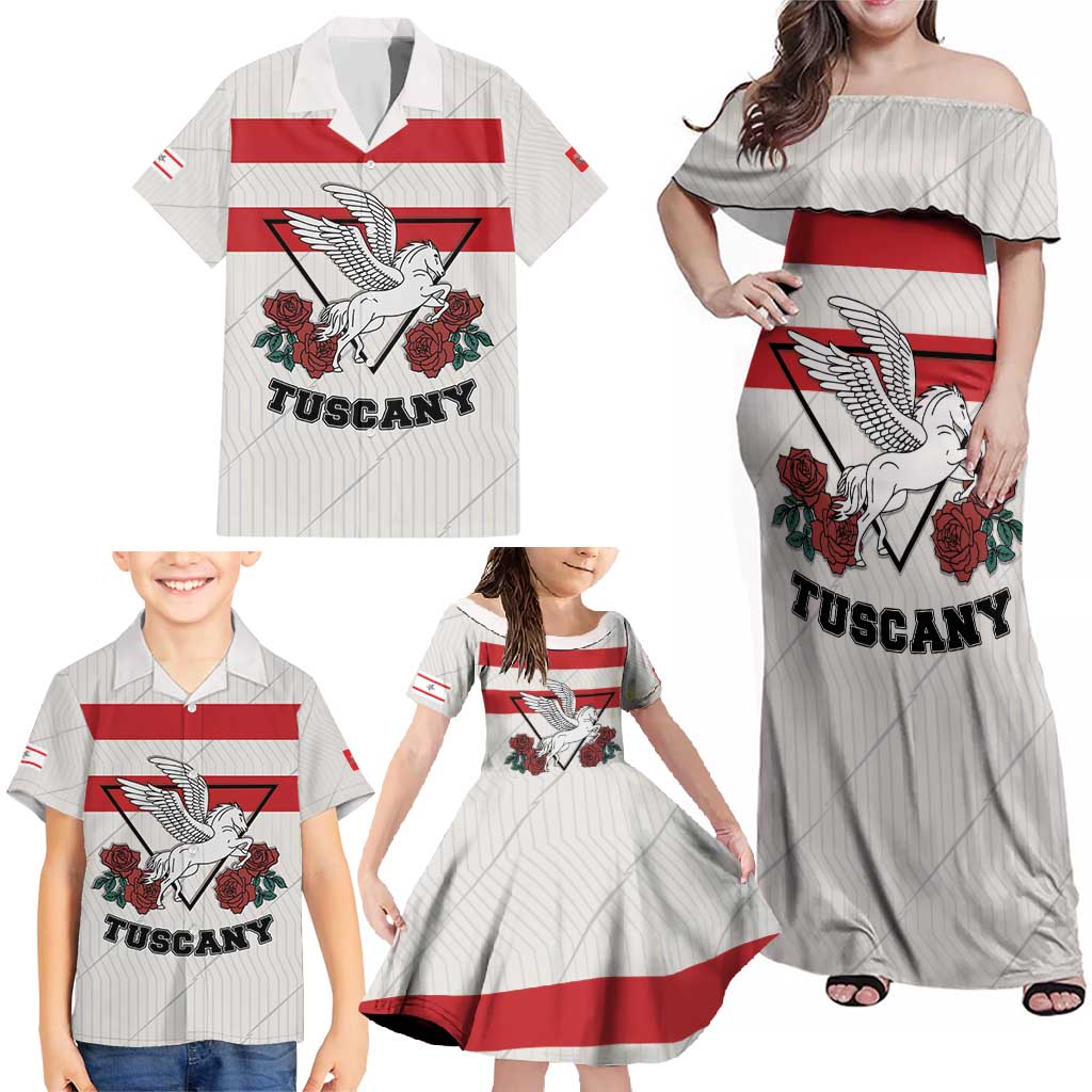 Italy Tuscany Family Matching Off Shoulder Maxi Dress and Hawaiian Shirt Pegasus With Map Style LT19