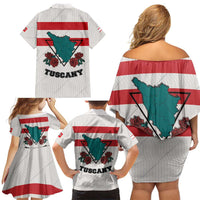 Italy Tuscany Family Matching Off Shoulder Short Dress and Hawaiian Shirt Pegasus With Map Style LT19