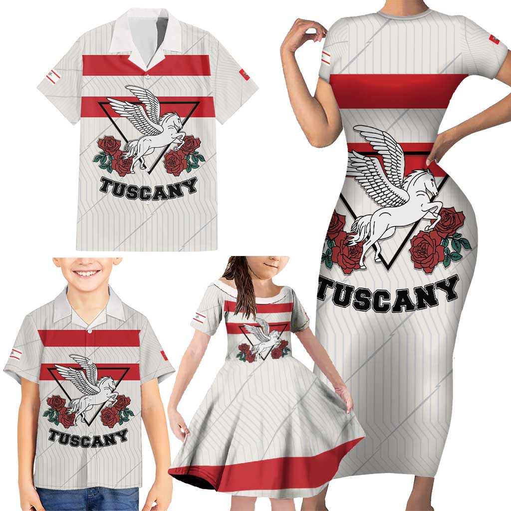 Italy Tuscany Family Matching Short Sleeve Bodycon Dress and Hawaiian Shirt Pegasus With Map Style LT19
