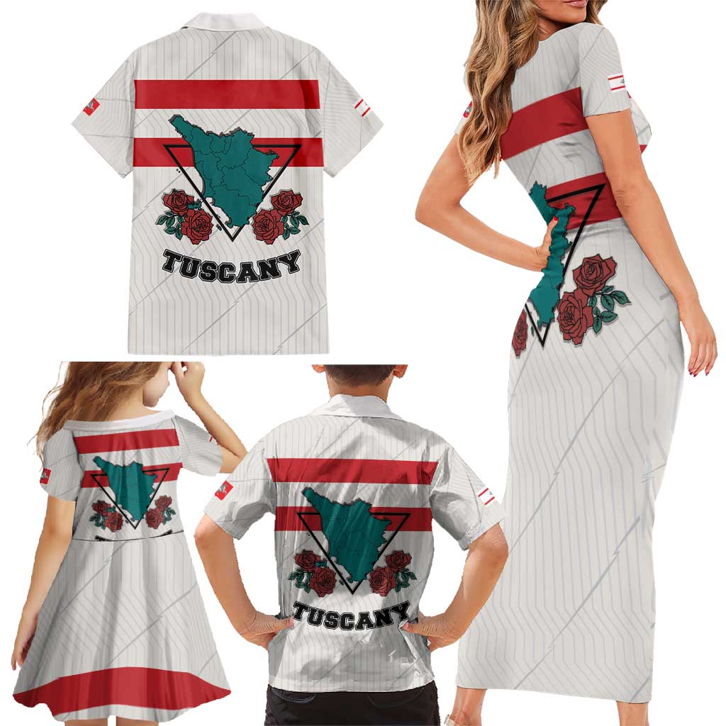 Italy Tuscany Family Matching Short Sleeve Bodycon Dress and Hawaiian Shirt Pegasus With Map Style LT19