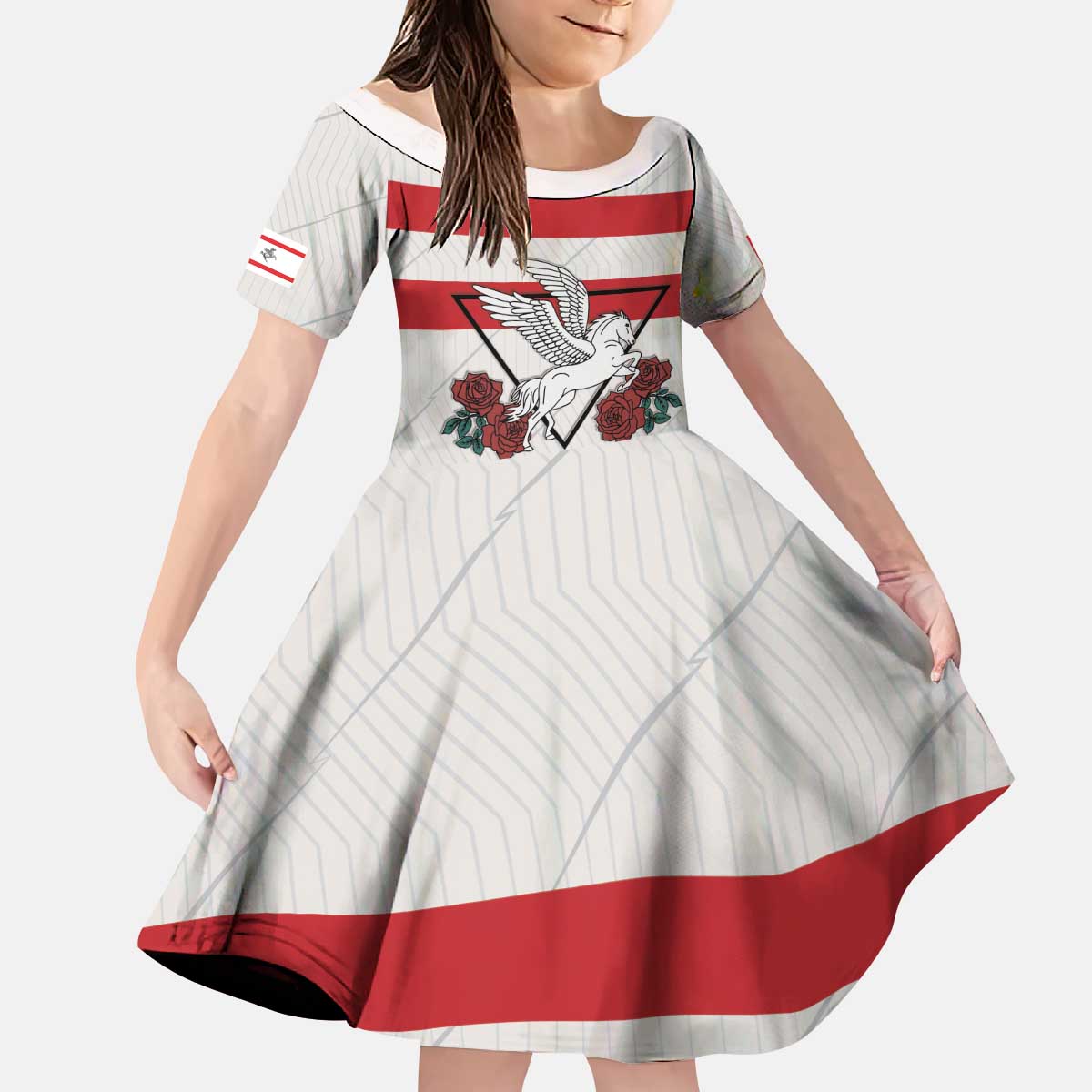 Italy Tuscany Kid Short Sleeve Dress Pegasus With Map Style LT19