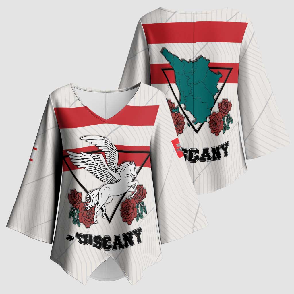 Italy Tuscany Kimono Sleeve Blouse Pegasus With Map Style - Wonder Print Shop