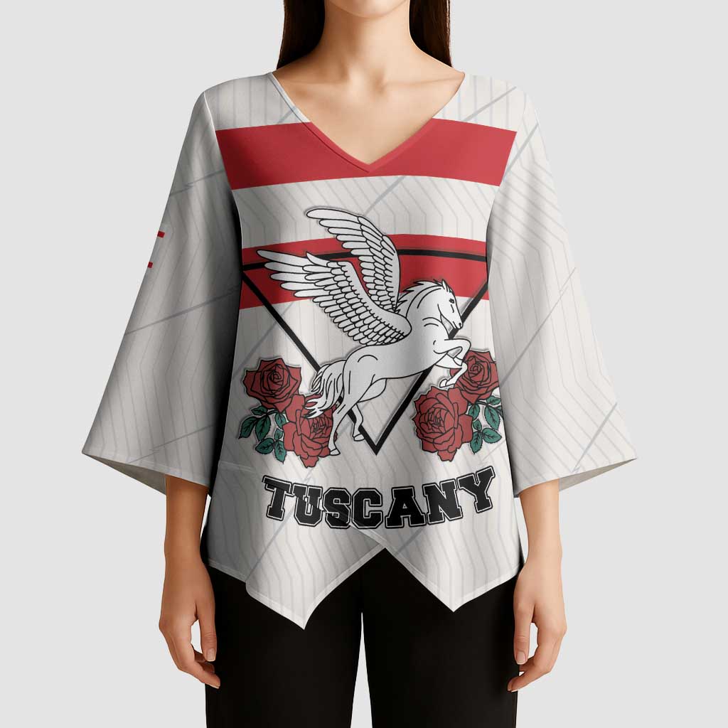 Italy Tuscany Kimono Sleeve Blouse Pegasus With Map Style - Wonder Print Shop