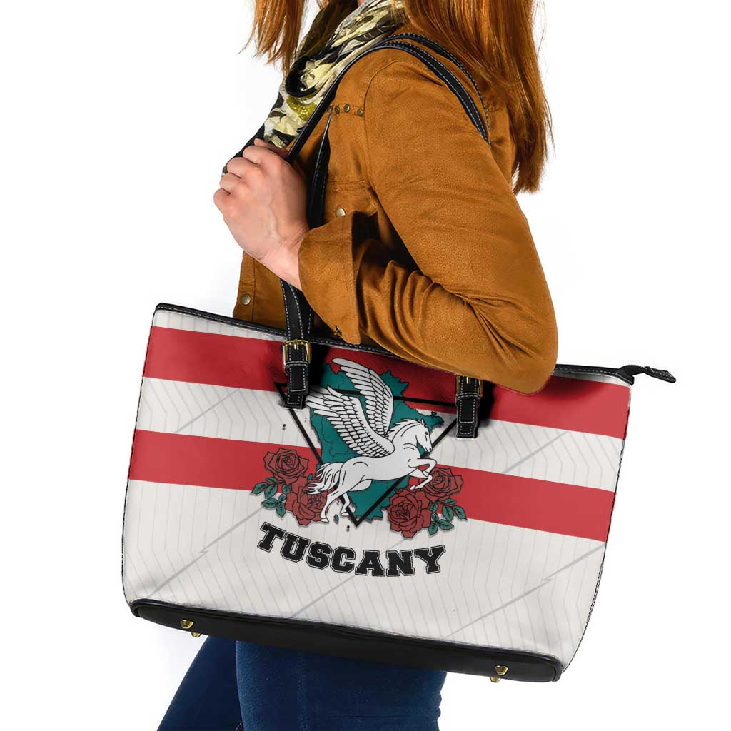 Italy Tuscany Leather Tote Bag Pegasus With Map Style - Wonder Print Shop