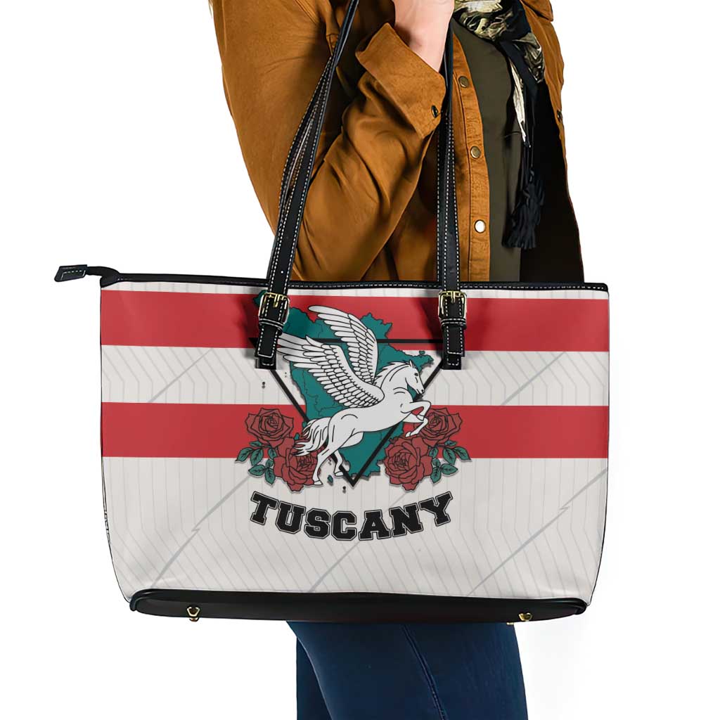 Italy Tuscany Leather Tote Bag Pegasus With Map Style - Wonder Print Shop