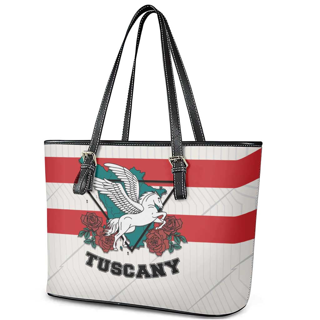 Italy Tuscany Leather Tote Bag Pegasus With Map Style - Wonder Print Shop