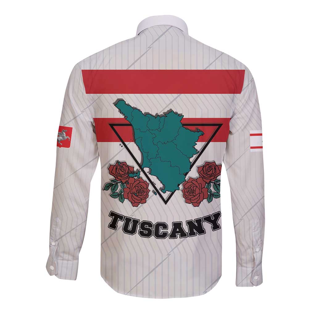 Italy Tuscany Long Sleeve Button Shirt Pegasus With Map Style LT19