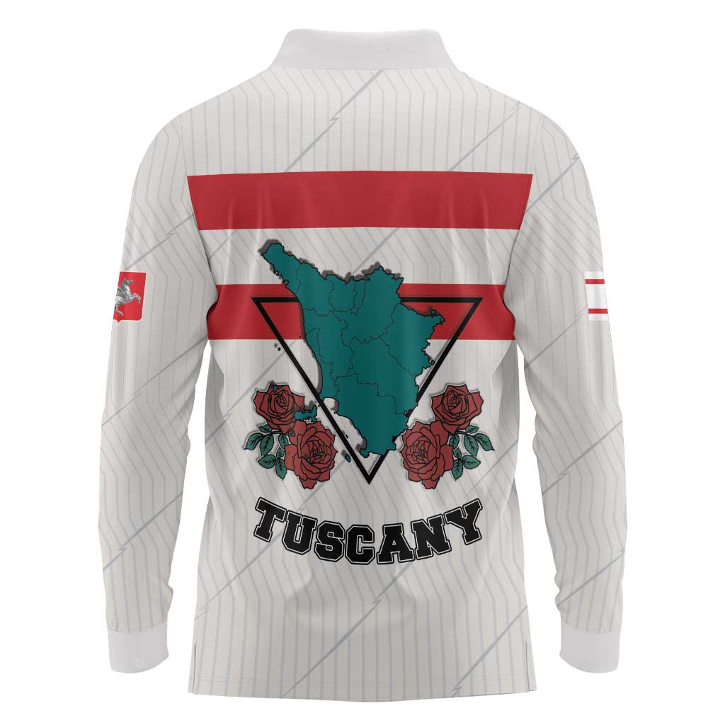 Italy Tuscany Long Sleeve Polo Shirt Pegasus With Map Style LT19