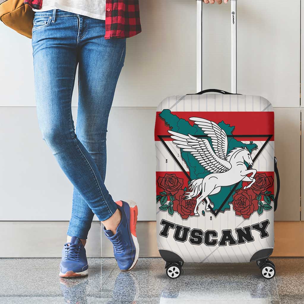 Italy Tuscany Luggage Cover Pegasus With Map Style - Wonder Print Shop