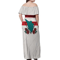 Italy Tuscany Off Shoulder Maxi Dress Pegasus With Map Style LT19