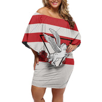 Italy Tuscany Off Shoulder Short Dress Pegasus With Map Style LT19