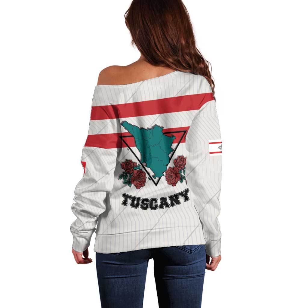 Italy Tuscany Off Shoulder Sweater Pegasus With Map Style LT19