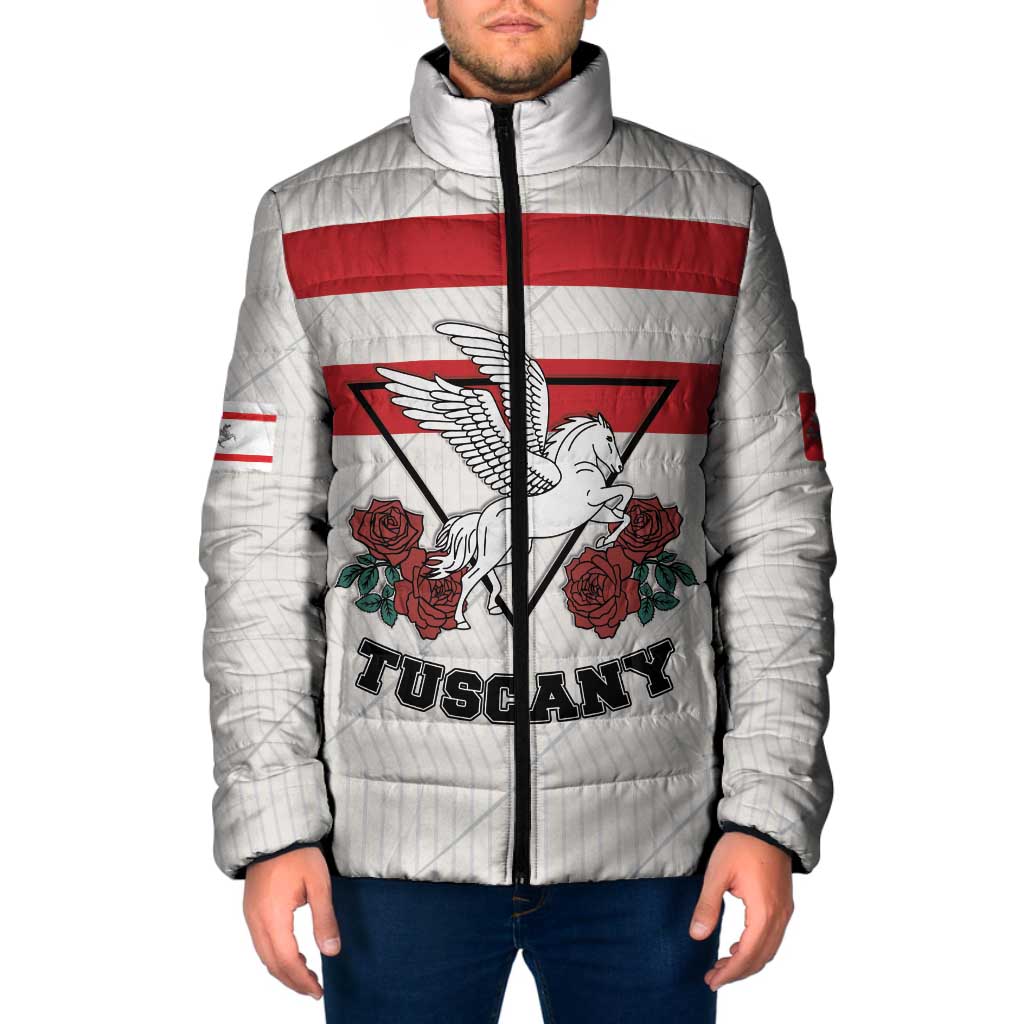 Italy Tuscany Padded Jacket Pegasus With Map Style - Wonder Print Shop
