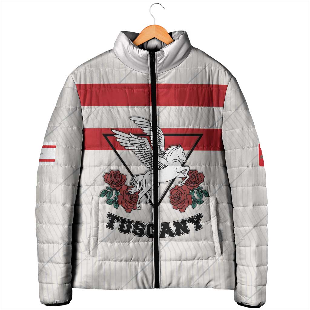 Italy Tuscany Padded Jacket Pegasus With Map Style - Wonder Print Shop