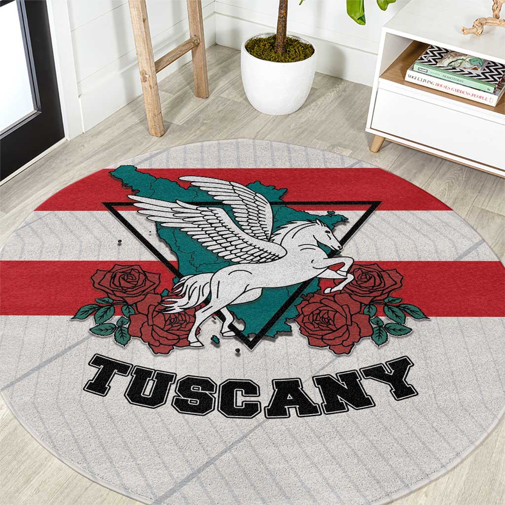Italy Tuscany Round Carpet Pegasus With Map Style - Wonder Print Shop