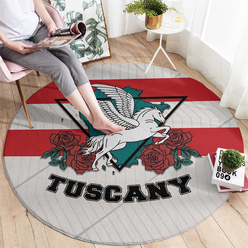 Italy Tuscany Round Carpet Pegasus With Map Style - Wonder Print Shop