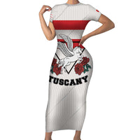 Italy Tuscany Short Sleeve Bodycon Dress Pegasus With Map Style LT19