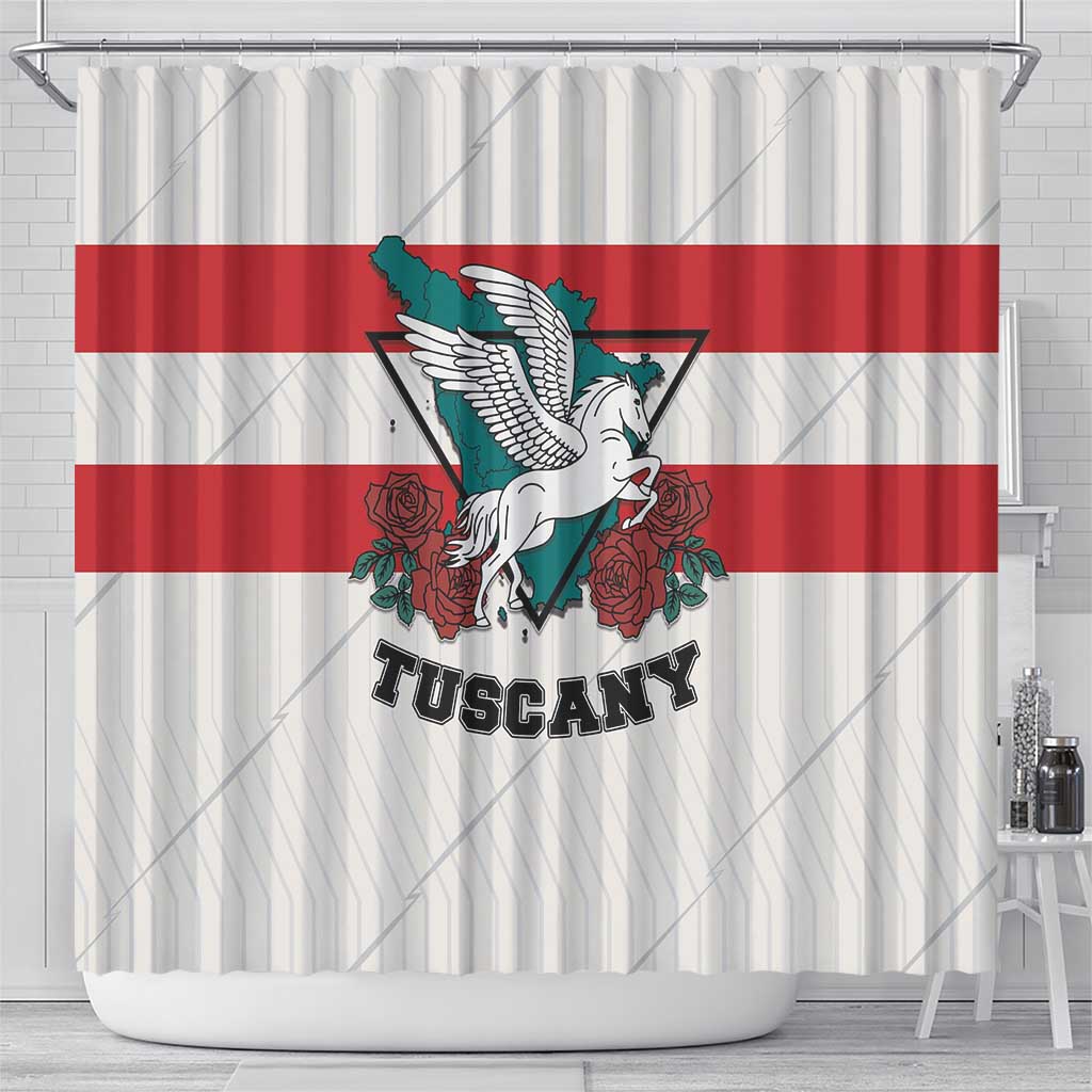 Italy Tuscany Shower Curtain Pegasus With Map Style - Wonder Print Shop
