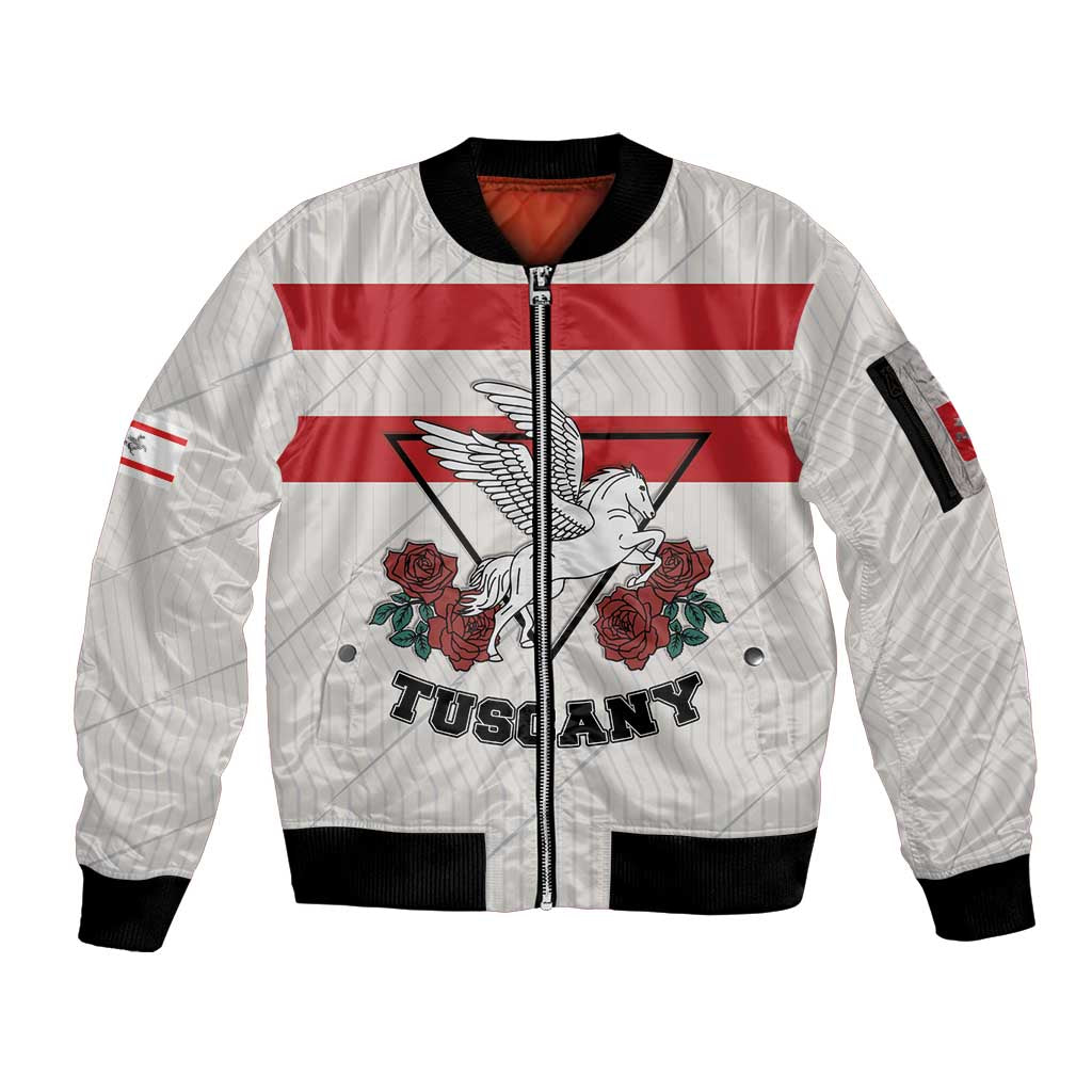 Italy Tuscany Sleeve Zip Bomber Jacket Pegasus With Map Style LT19